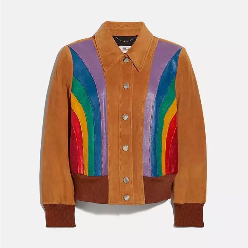 COACH Rainbow Blouson Suede Leather Jacket